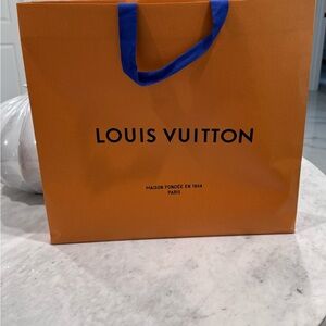 Louis Vuitton Tangerine Bag with Royal Blue Handles